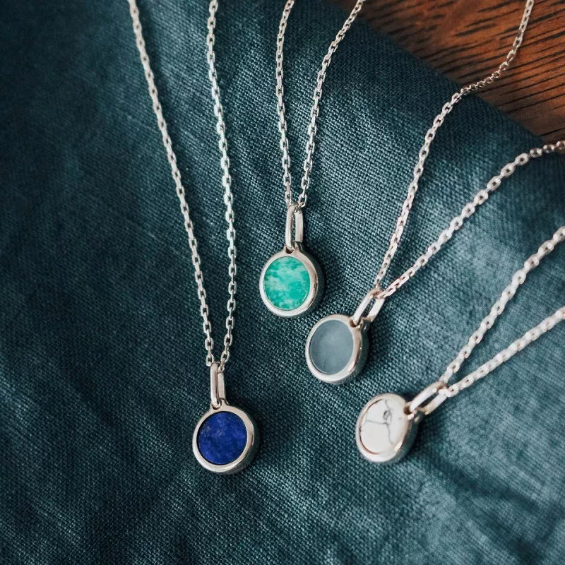 Collier pierre fine ovale personnalisé - Argent