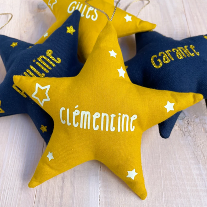 Etoile de Noël personnalisée - Personnalisation phosphorescente, argentée ou dorée à paillettes