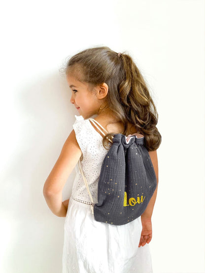 Sac à dos personnalisé bébé et enfant - Double gaze de coton étoilé