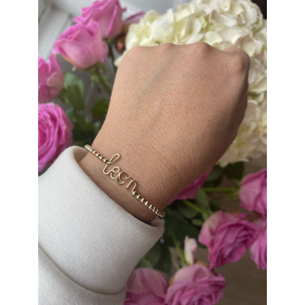 Bracelet personnalisé - Mot sur jonc perlé