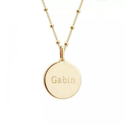 Collier personnalisé médaille ivoire rose des vents - Chaîne perlée - Plaqué Or
