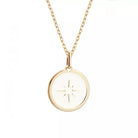 Collier personnalisé médaille ivoire rose des vents - Plaqué Or