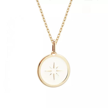 Collier personnalisé médaille ivoire rose des vents - Plaqué Or