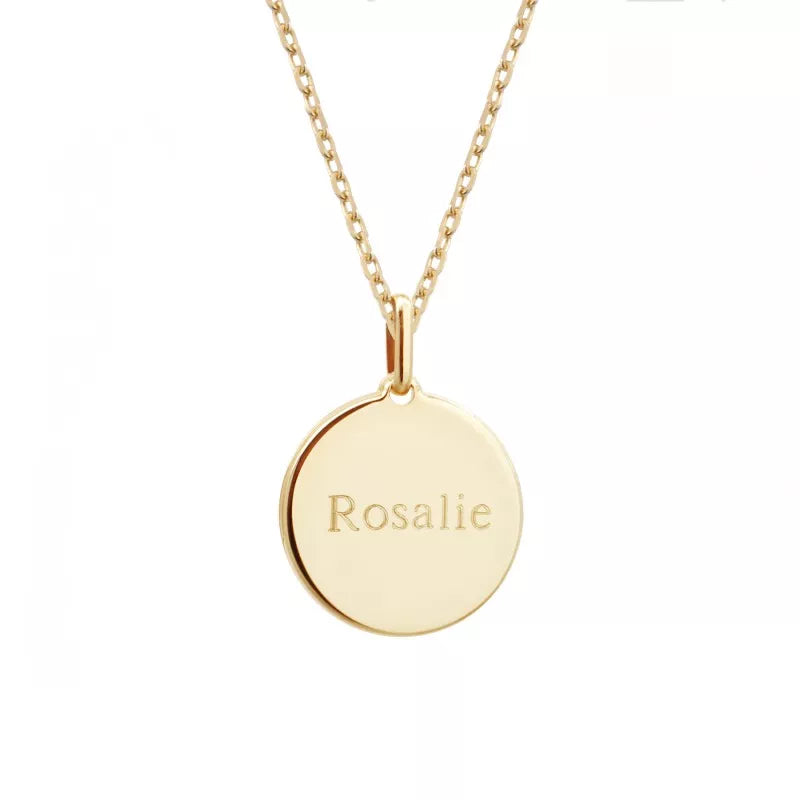 Collier personnalisé médaille ivoire rose des vents - Plaqué Or
