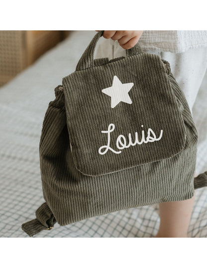 Sac à dos bébé personnalisé en velours côtelé
