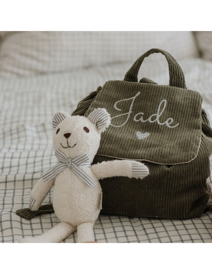 Sac à dos bébé personnalisé en velours côtelé