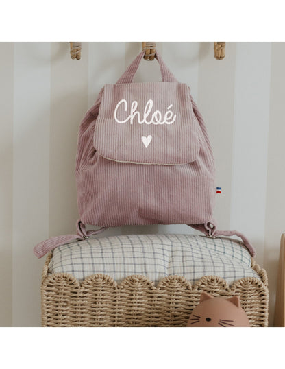Sac à dos bébé personnalisé en velours côtelé