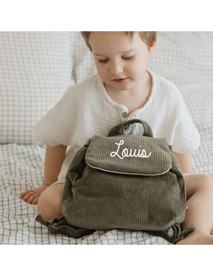 Sac à dos bébé personnalisé en velours côtelé