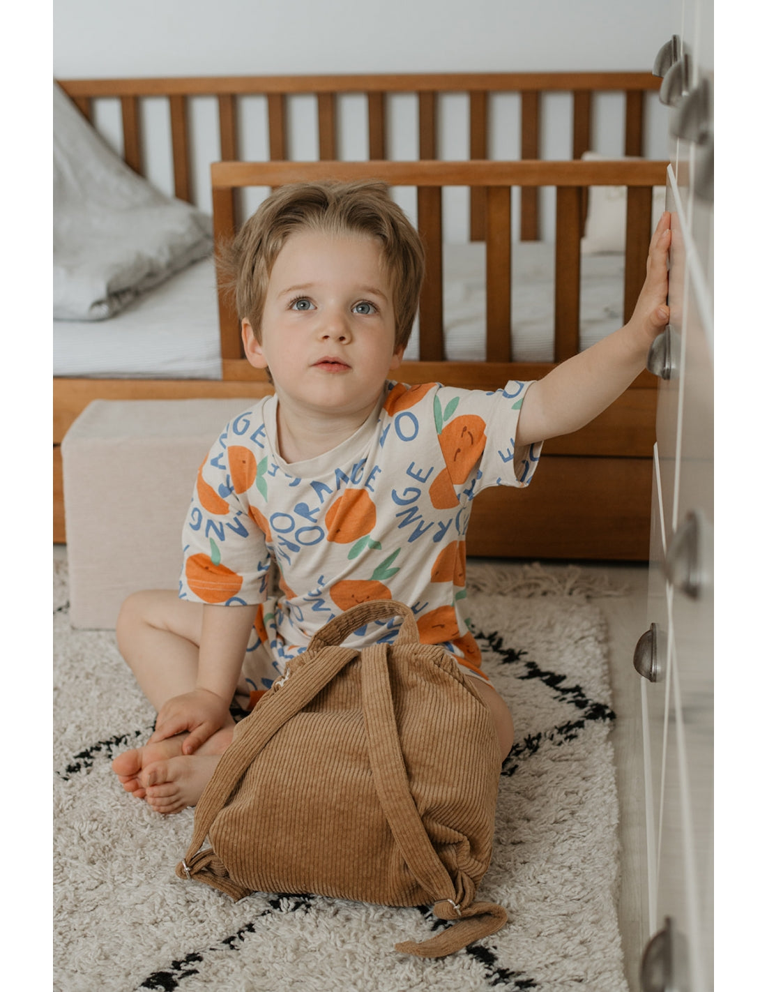 Sac à dos bébé personnalisé en velours côtelé
