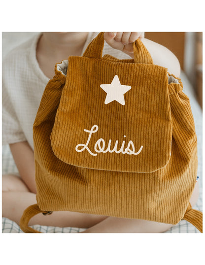 Sac à dos bébé personnalisé en velours côtelé