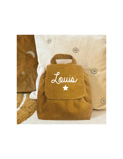 Sac à dos bébé personnalisé en velours côtelé