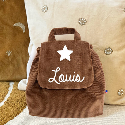 Sac à dos bébé personnalisé en velours côtelé