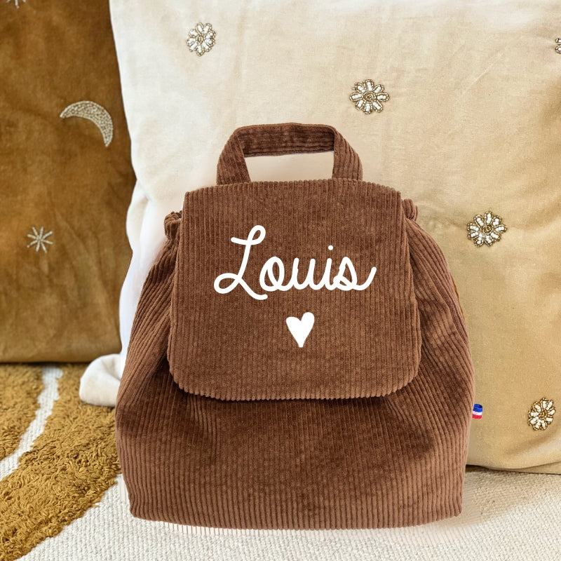 Sac à dos bébé personnalisé en velours côtelé