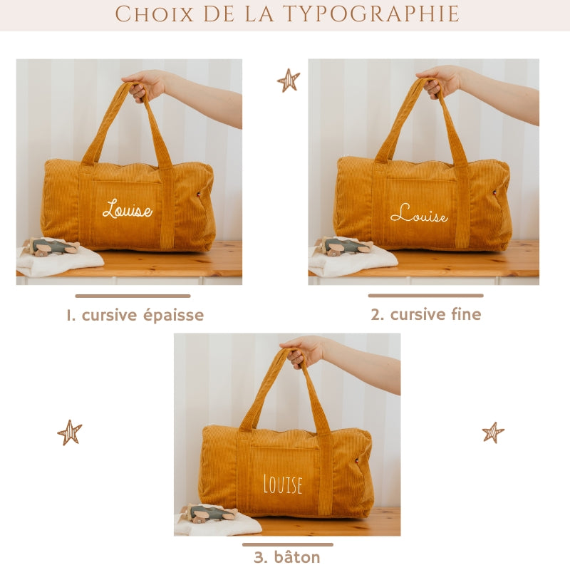 Sac de week-end personnalisé - Velours côtelé - Cadeau maîtresse