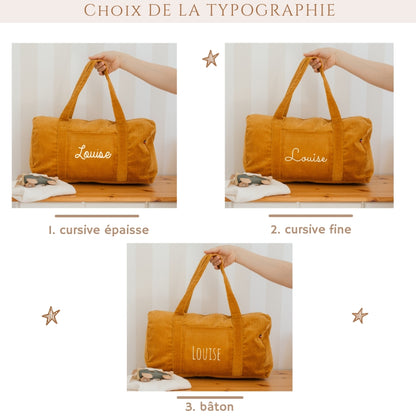 Sac de week-end personnalisé - Velours côtelé - Cadeau maîtresse