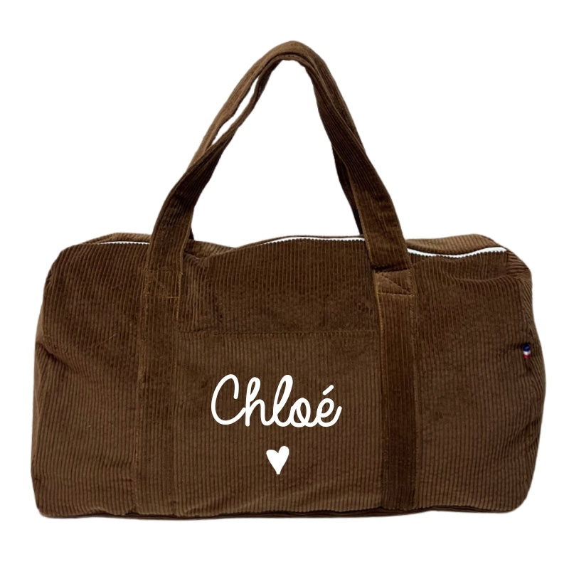 Sac de week-end personnalisé - Velours côtelé - Cadeau maîtresse