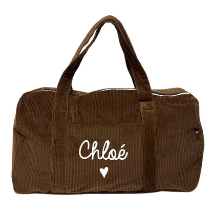 Sac de week-end personnalisé - Velours côtelé - Cadeau maîtresse