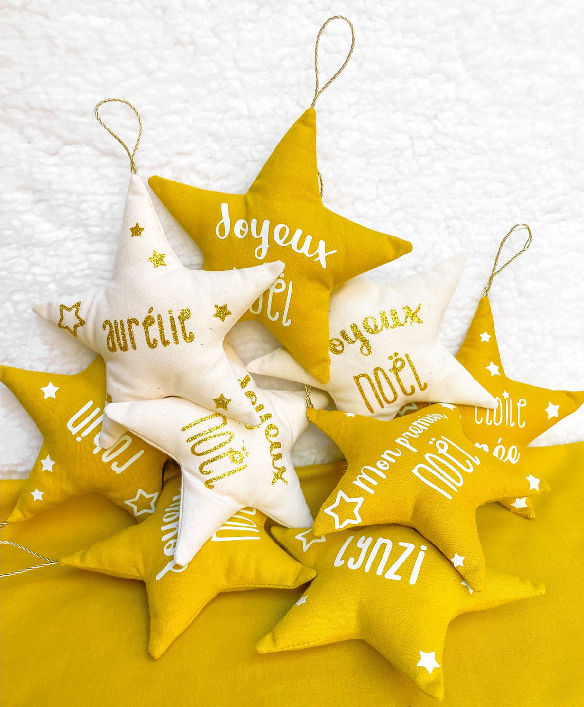 Etoile de Noël personnalisée - Personnalisation phosphorescente, argentée ou dorée à paillettes