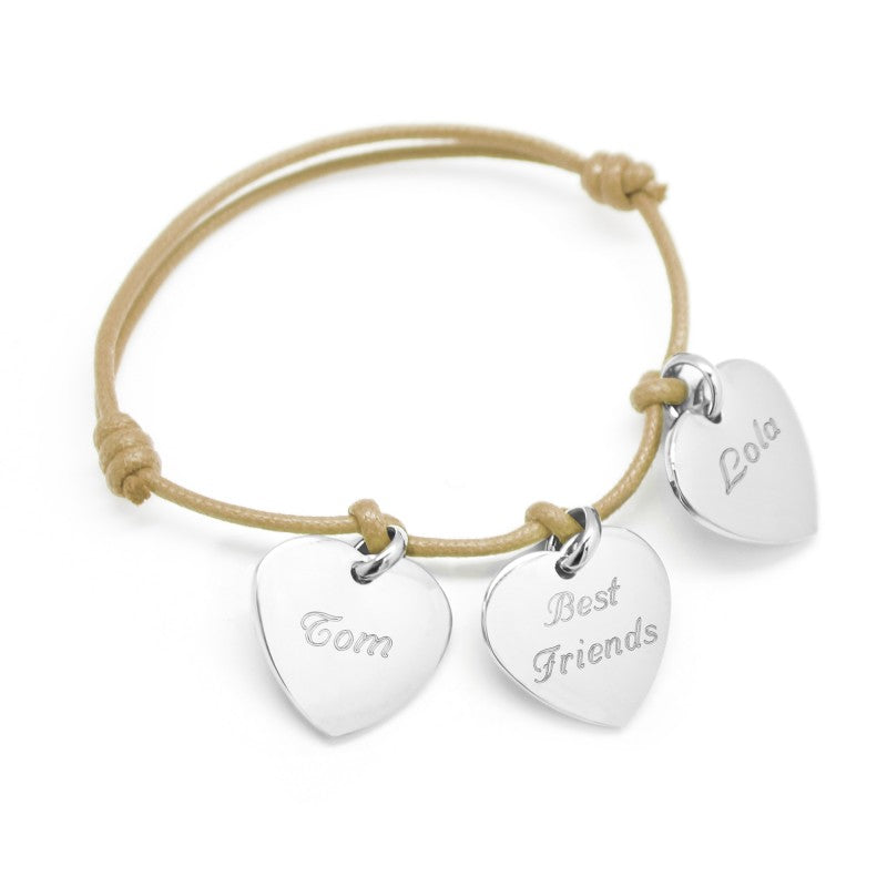 Bracelet personnalisé - Petits Cœurs Argent