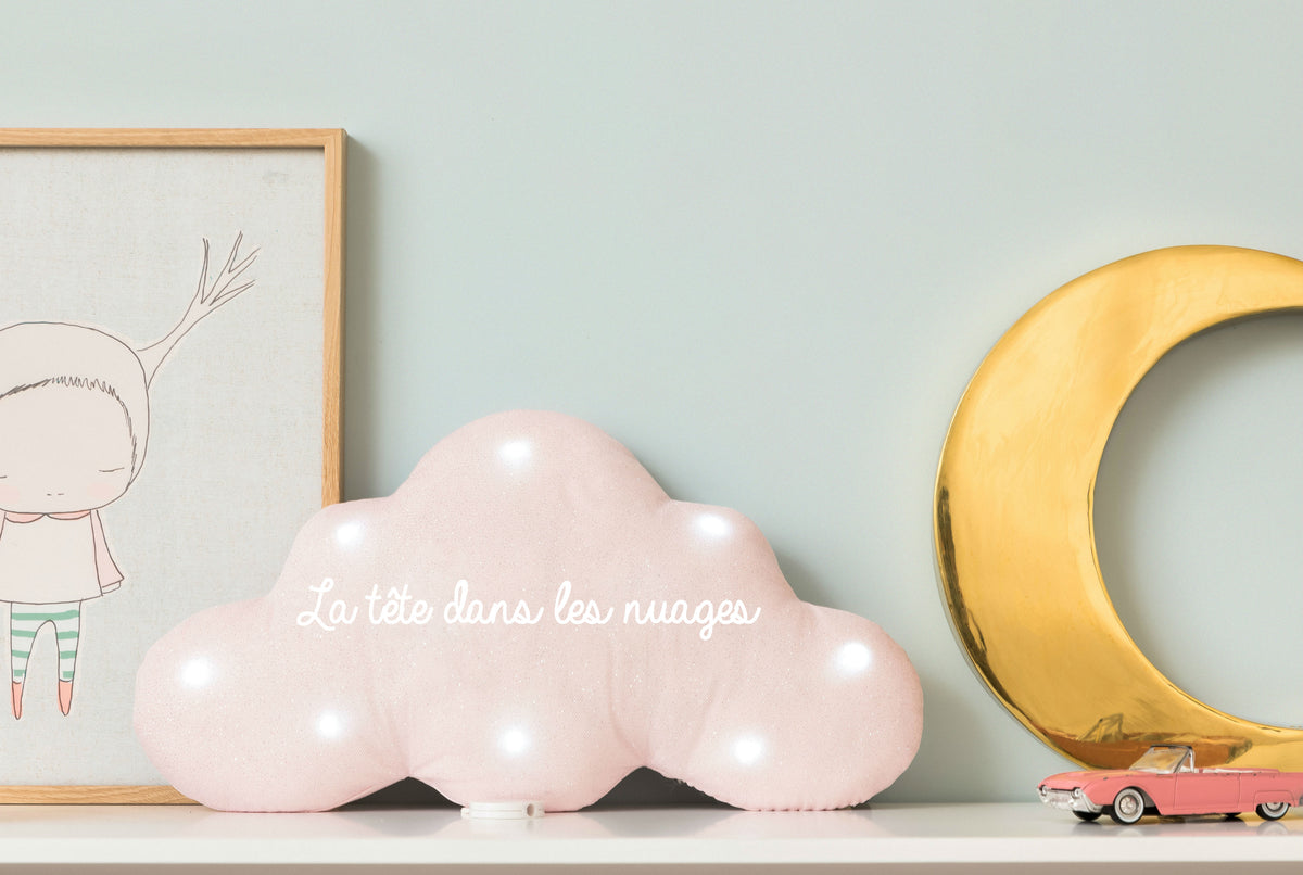 Veilleuse nuage paillettes personnalisée avec option musique