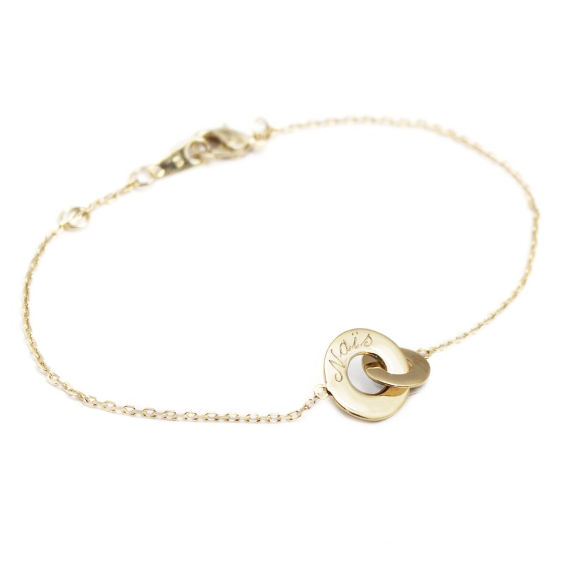 Bracelet personnalisé - Anneaux enlacés Plaqué Or - Cadeau personnalisé