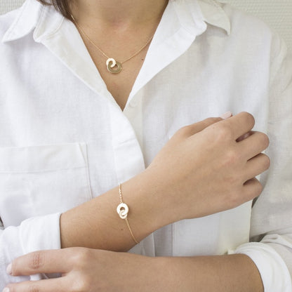 Bracelet personnalisé - Anneaux enlacés Argent - Cadeau personnalisé