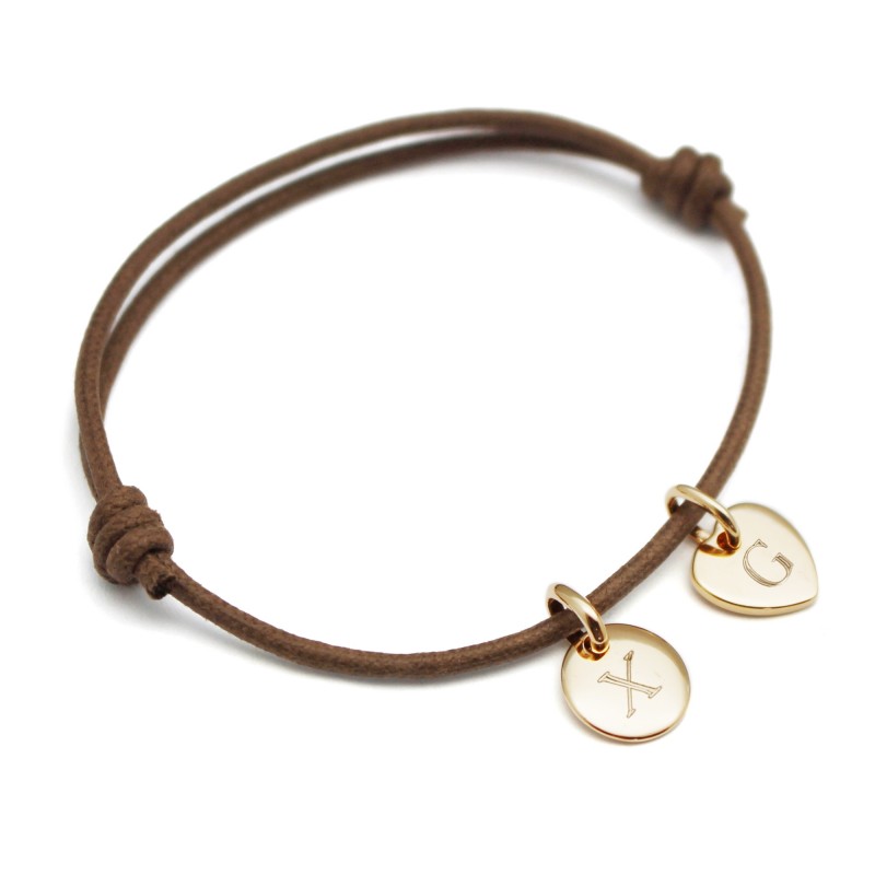 Bracelet personnalisé - Mini Charms cœur ou médaille - Plaqué Or