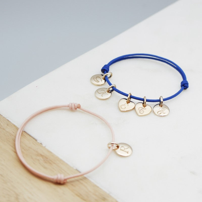 Bracelet personnalisé - Mini Charms cœur ou médaille - Plaqué Or