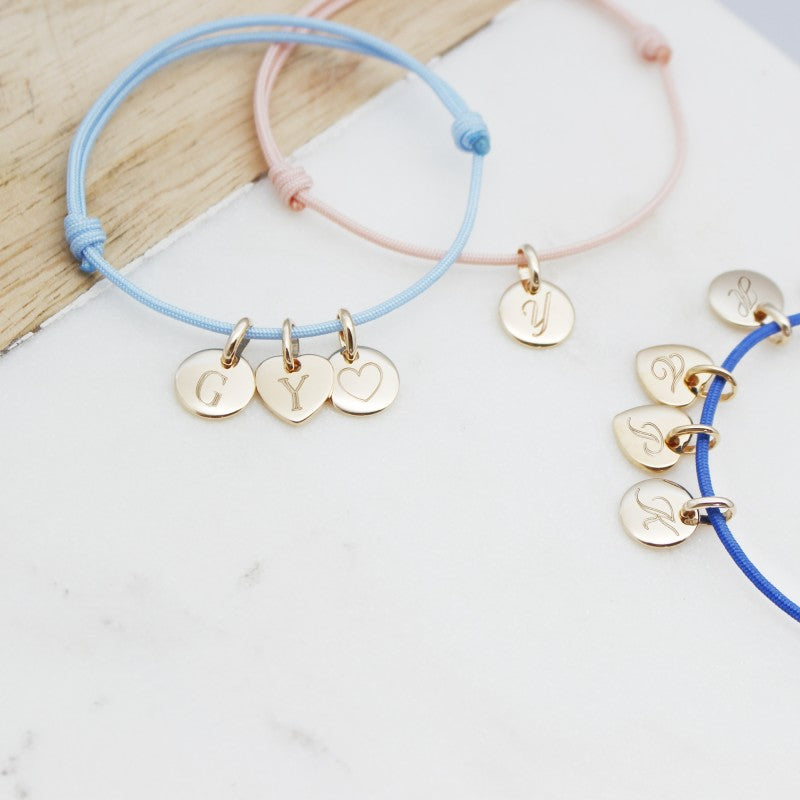 Bracelet personnalisé - Mini Charms cœur ou médaille - Plaqué Or