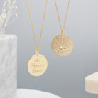 Collier personnalisé - Médaille rose des vents - Plaqué Or
