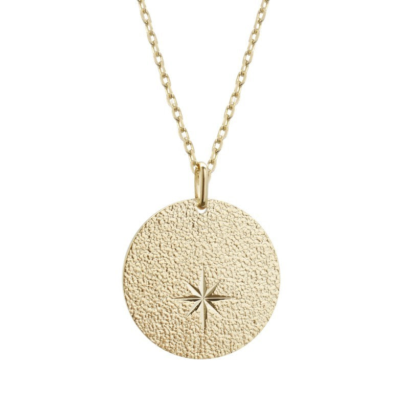 Collier personnalisé - Médaille rose des vents - Plaqué Or