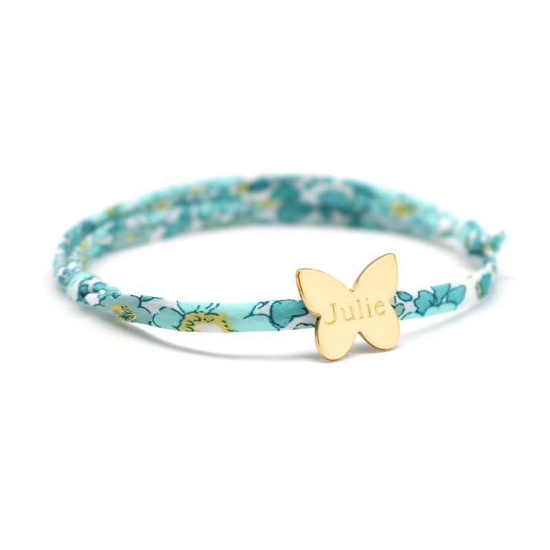 Bracelet personnalisé - Liberty papillon - Argent ou Plaqué or