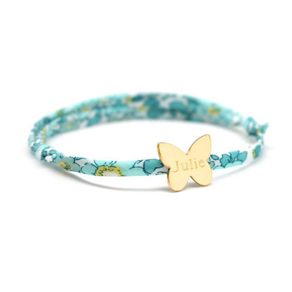 Bracelet personnalisé - Liberty papillon - Argent ou Plaqué or