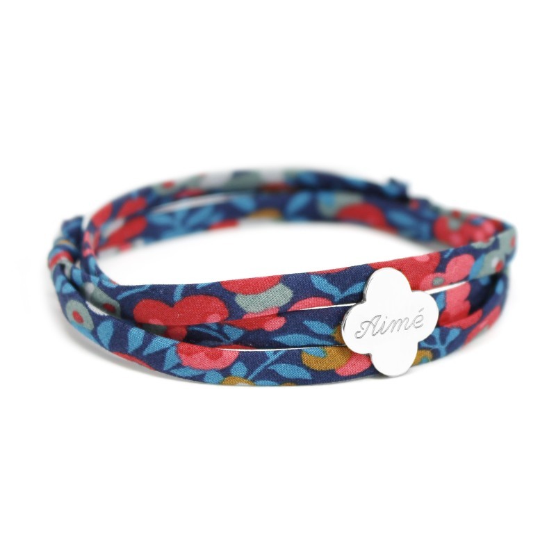 Bracelet personnalisé - Liberty trèfle - Argent ou Plaqué or