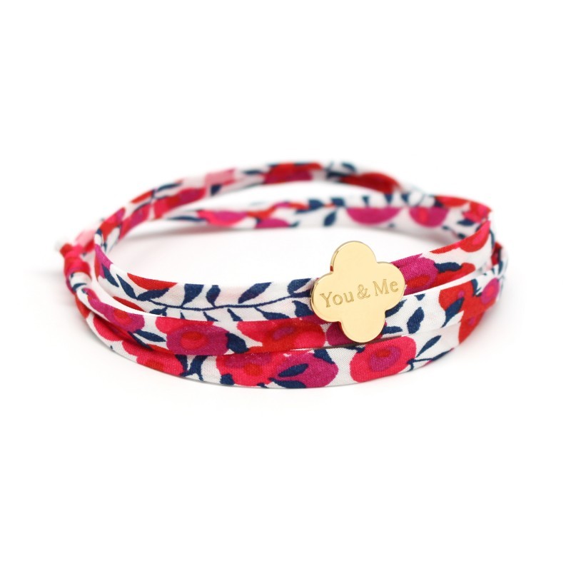 Bracelet personnalisé - Liberty trèfle - Argent ou Plaqué or