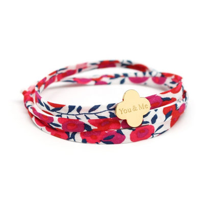 Bracelet personnalisé - Liberty trèfle - Argent ou Plaqué or