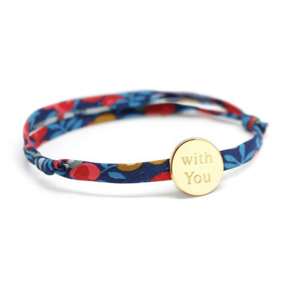 Bracelet personnalisé - Liberty médaille ronde - Argent ou Plaqué or