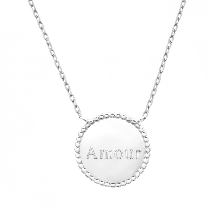 Collier médaille perlée - Argent