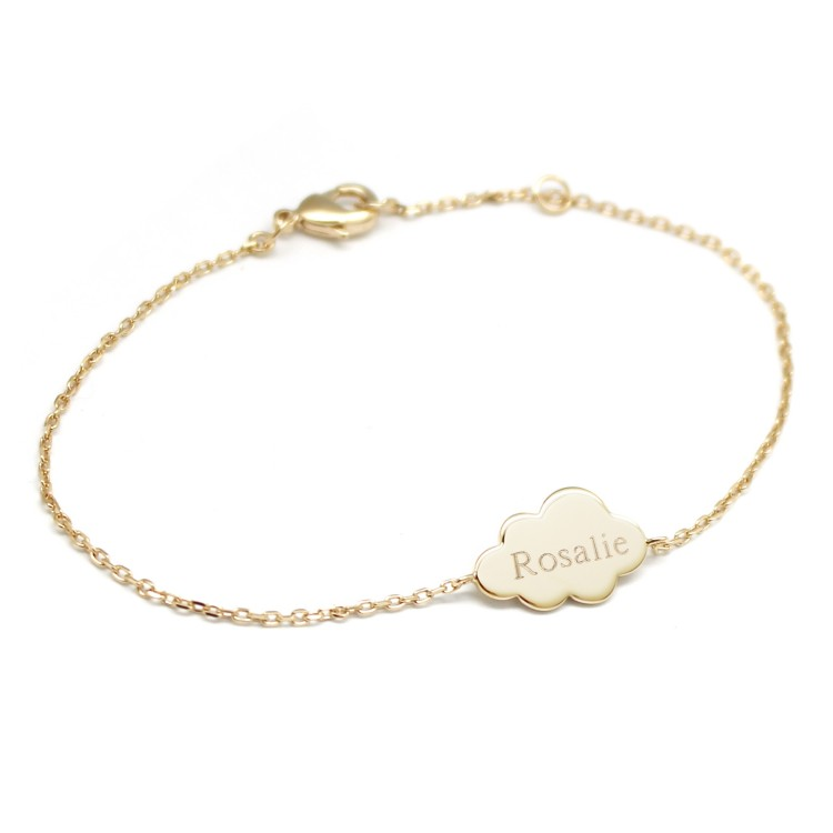 Bracelet chaîne personnalisé - Nuage Plaqué Or ou Argent