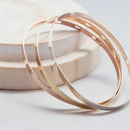 Trio de jonc ruban personnalisé - Argent Plaqué Or jaune et Plaqué Or rose