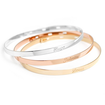 Trio de jonc ruban personnalisé - Argent Plaqué Or jaune et Plaqué Or rose