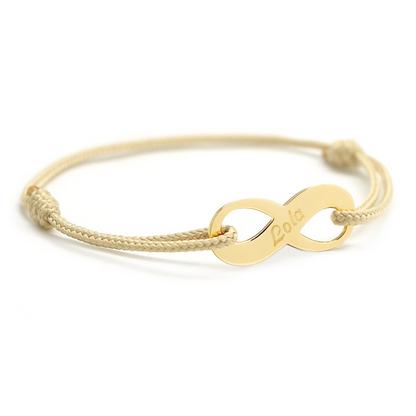 Bracelet cordon personnalisé femme - Signe infini - Argent ou Plaqué or
