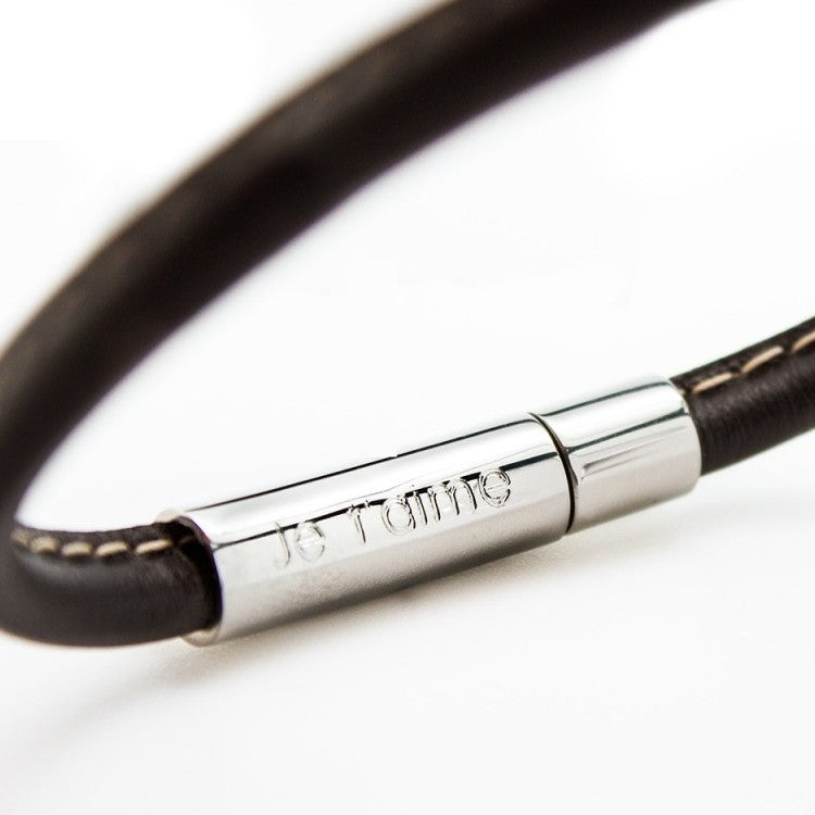 Bracelet homme personnalisé acier et cuir - Le surpiqué