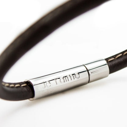 Bracelet homme personnalisé acier et cuir - Le surpiqué