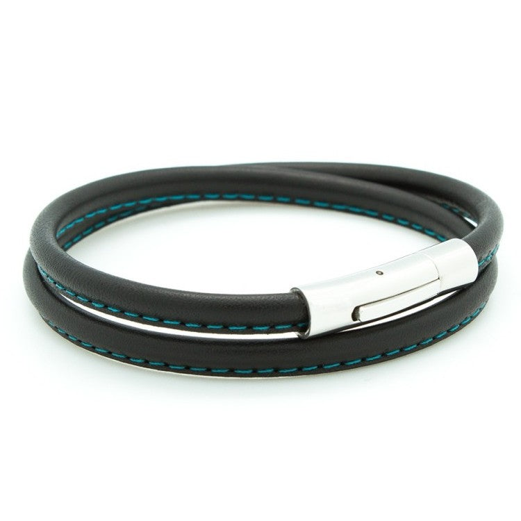 Bracelet homme personnalisé acier et cuir - Le surpiqué
