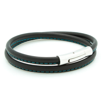 Bracelet homme personnalisé acier et cuir - Le surpiqué