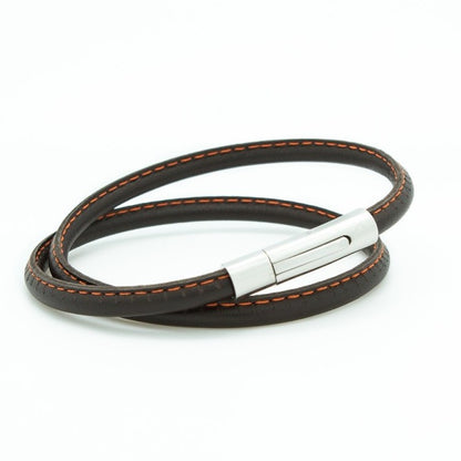 Bracelet homme personnalisé acier et cuir - Le surpiqué