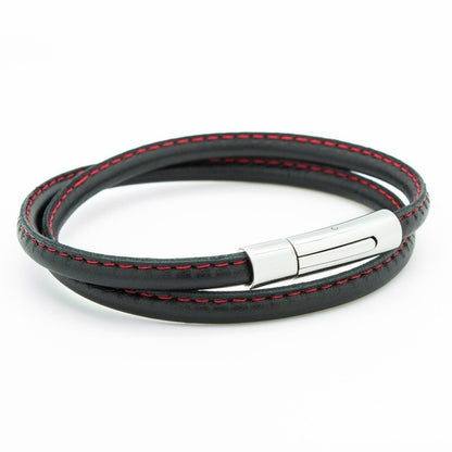 Bracelet homme personnalisé acier et cuir - Le surpiqué