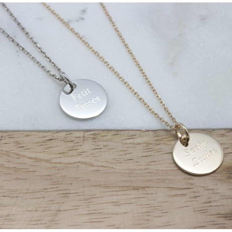 Collier personnalisé enfant - Petite médaille - Argent ou Plaqué Or