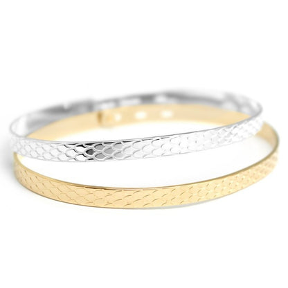 Duo de joncs écaillés - Argent et Plaqué Or
